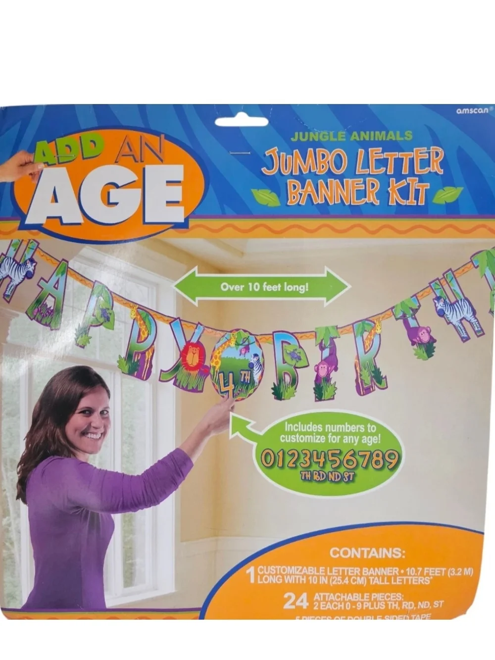 Amscan Jungle Animal Jumbo Letter Banner Age Tablecloth Centerpiece Party Lot